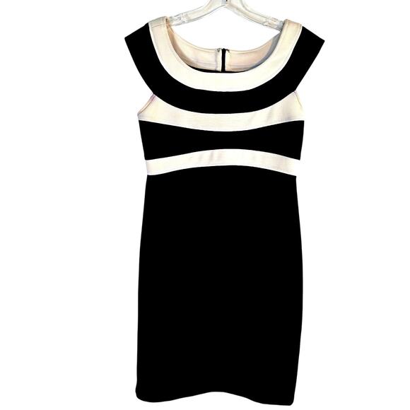 Perceptions Women's Dress Medium M Black White Short Sleeveless Misses Size 8 10 - Picture 1 of 6